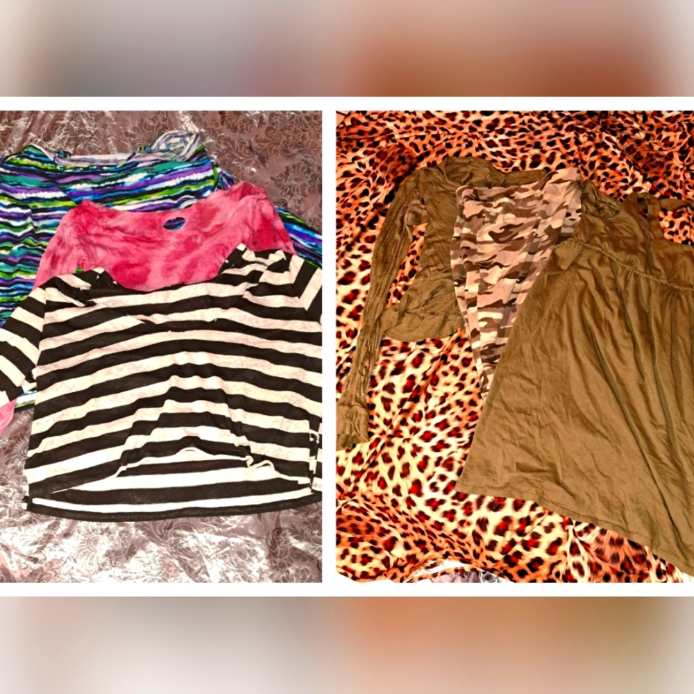 A bundle of distressed tops and bonus militant lounging attire